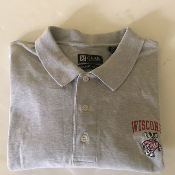 Wisconsin Badgers Grey Polo XXL Embroidered Badger - Picture 5 of 6